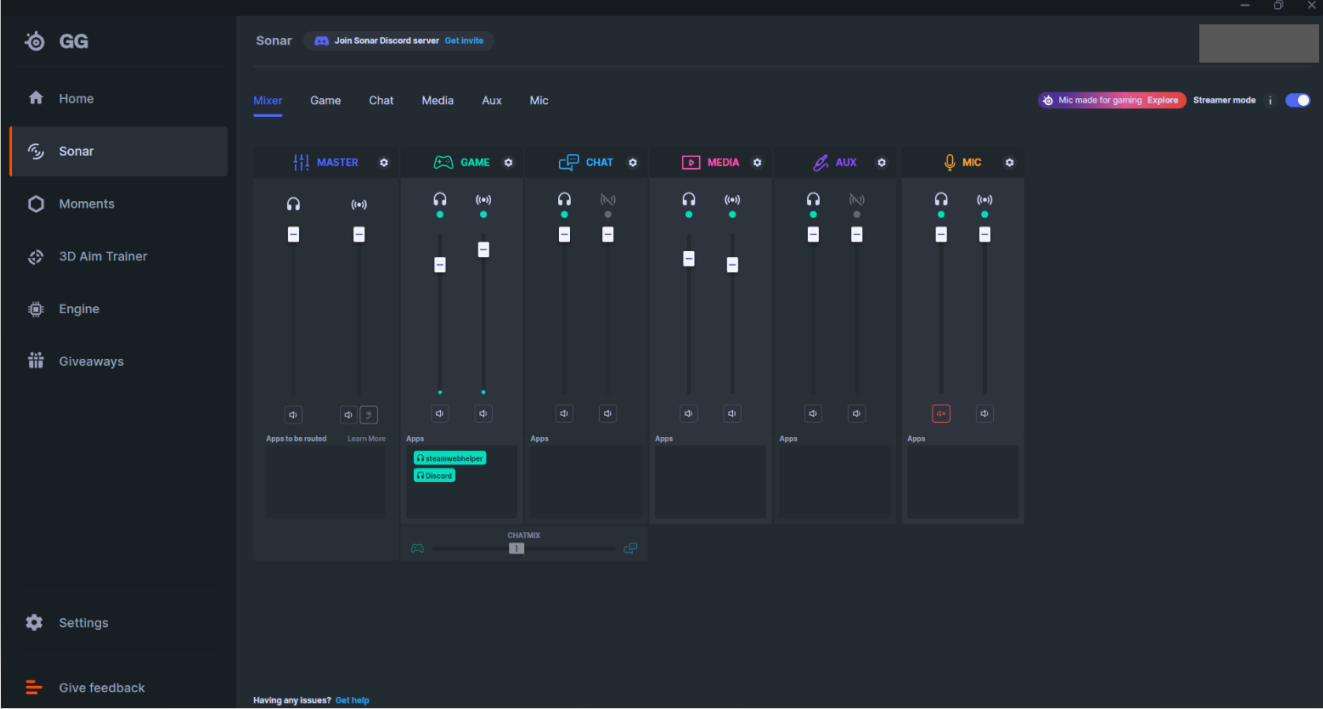 Setting up Sonar for Streaming – Support