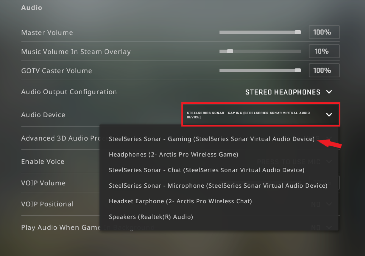 Setup Multiple Sound Devices in CS:GO 